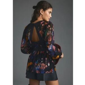 Maeve by Anthropologie Open-Back Tunic in Black Motif